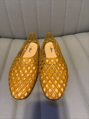 Yellow Lattice Slip-On Flats